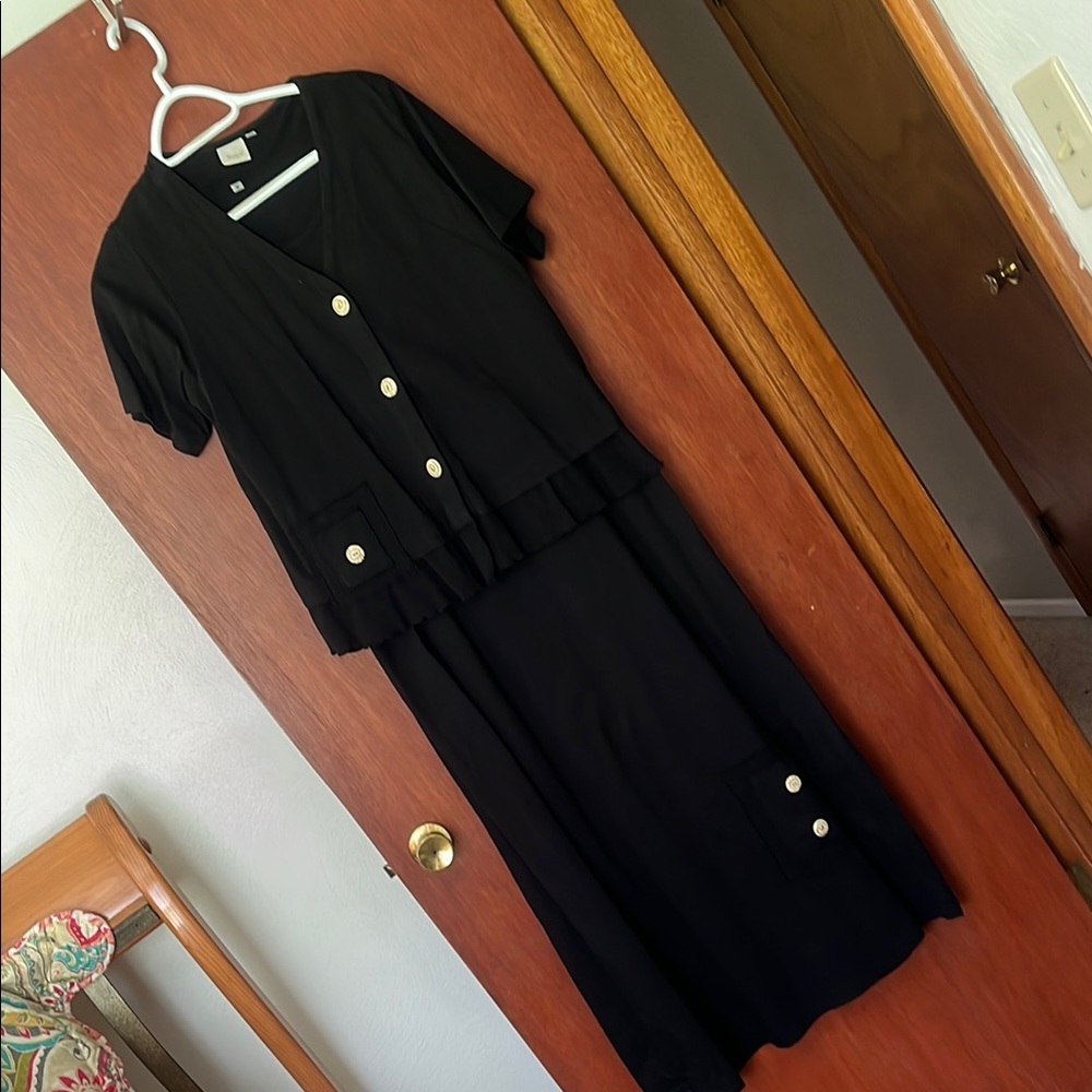 Focus Black Two Piece Dress Set Size Small